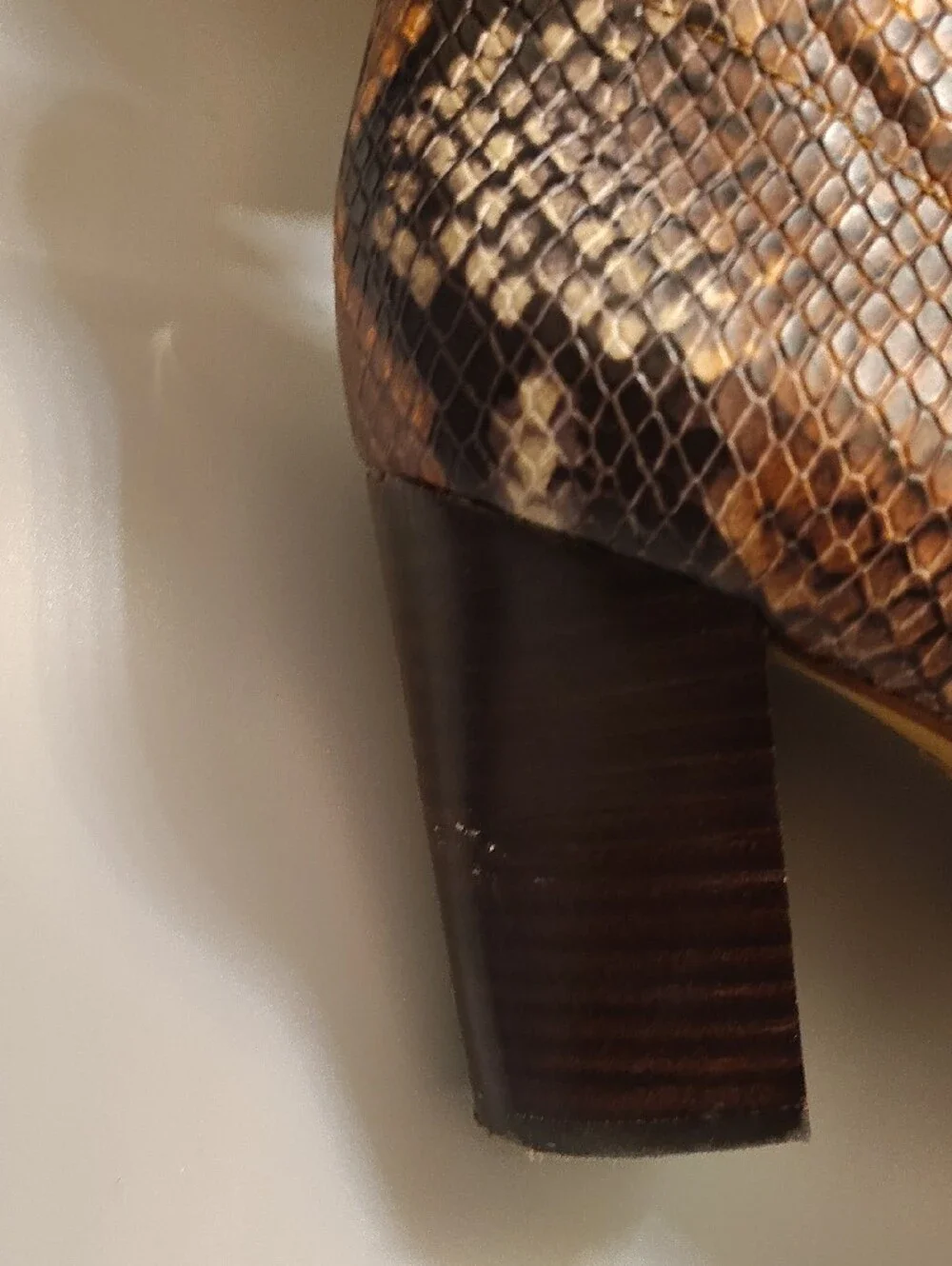 Vince Camuto Brown Snake-Print Peep-Toe Ankle Bootie